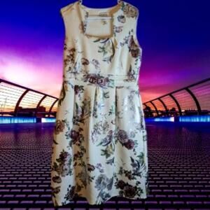 Enfocus Studio 8 floral, fit & flare, square neck sleeveless. fall/winter office